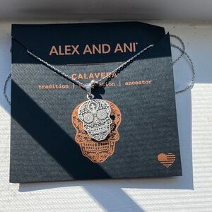 Alex and Ani Silver and Black Calavera Necklace